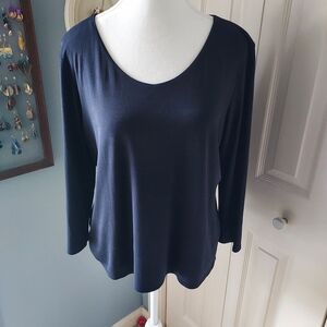 Eileen Fisher Dark Navy Silk T-Shirt